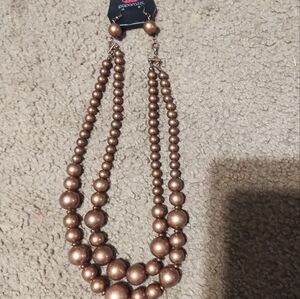 Paparazzi Elegant Bronze Beaded Necklace With Matching Earrings